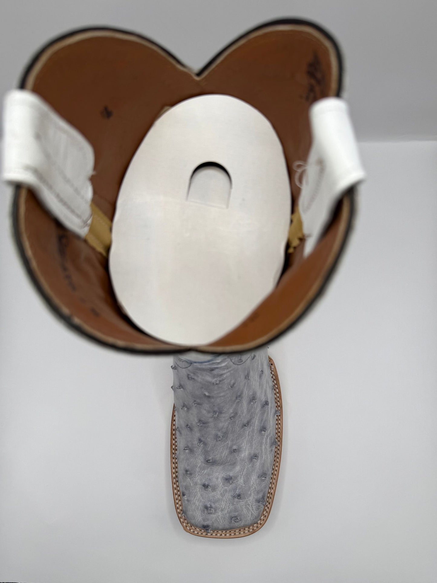 Western Mens Exotic White Burned Ostrich Cowboy Boots