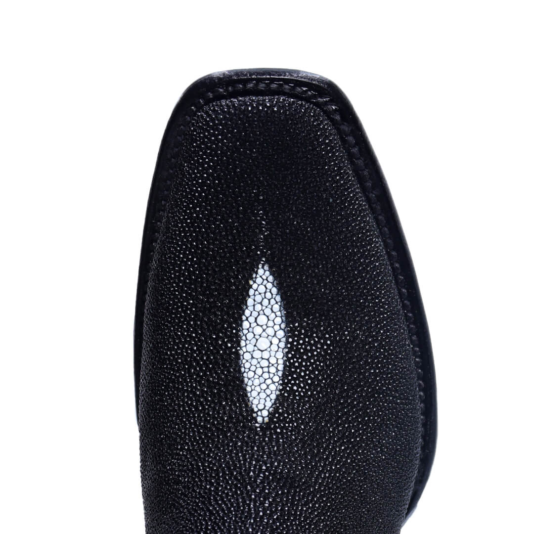 Men's Dress Boots In Genuine Stingray Leather Black
