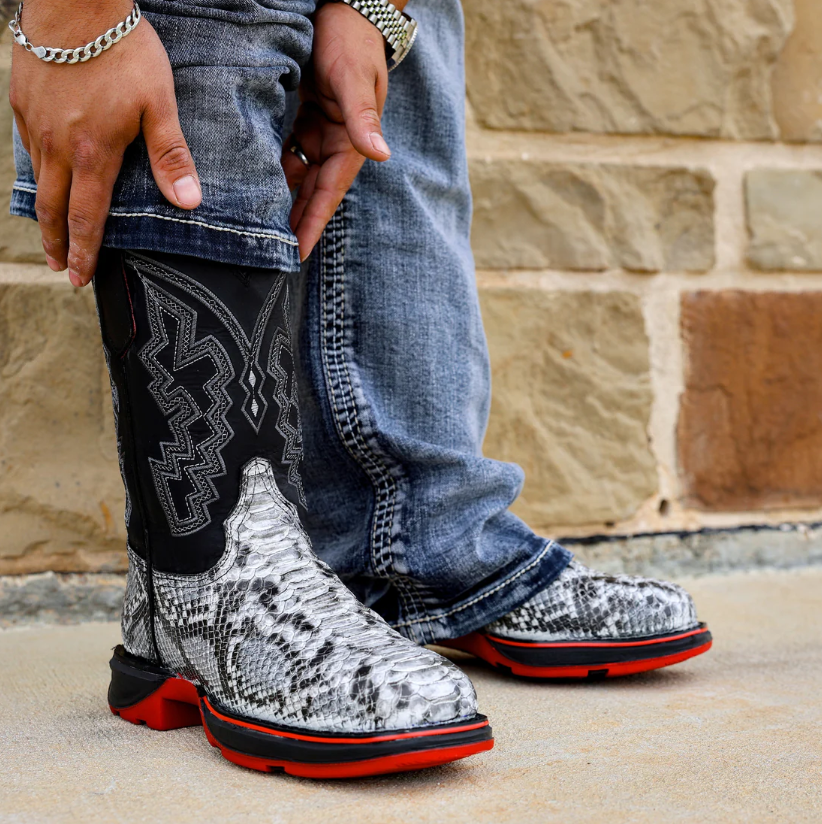 Natural Python Leather Boots - 3D Sole Composite Toe