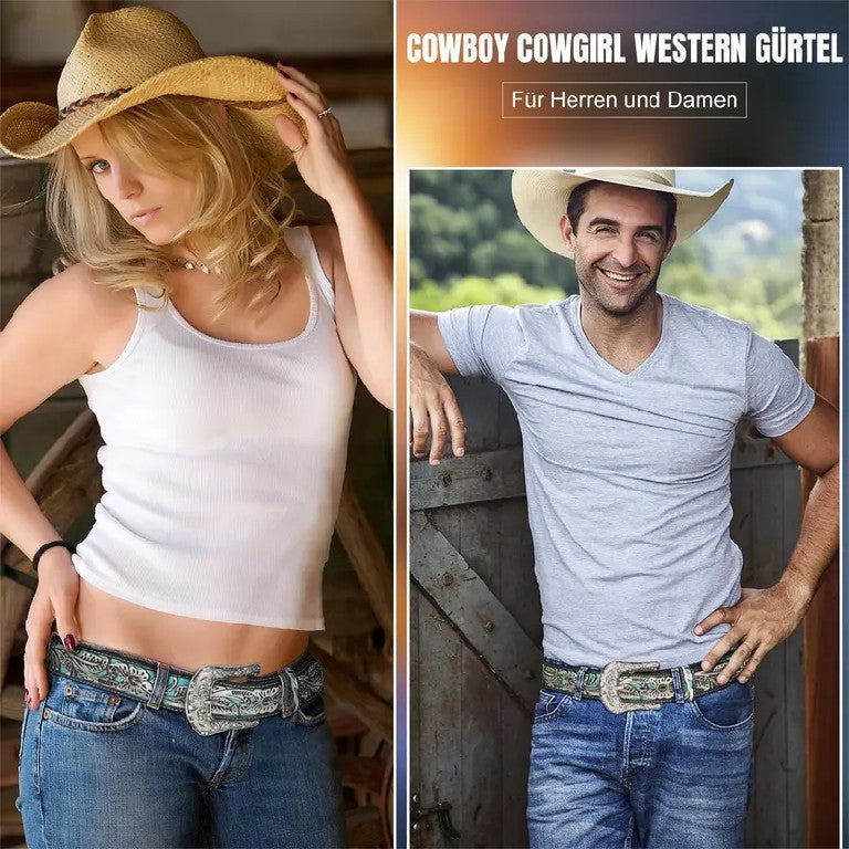 Embossed Crystal Leather Belt