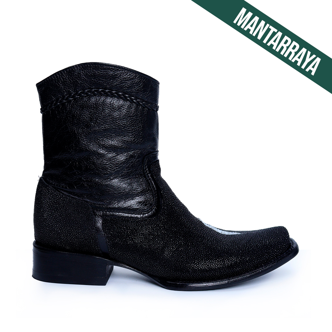 Men's Dress Boots In Genuine Stingray Leather Black