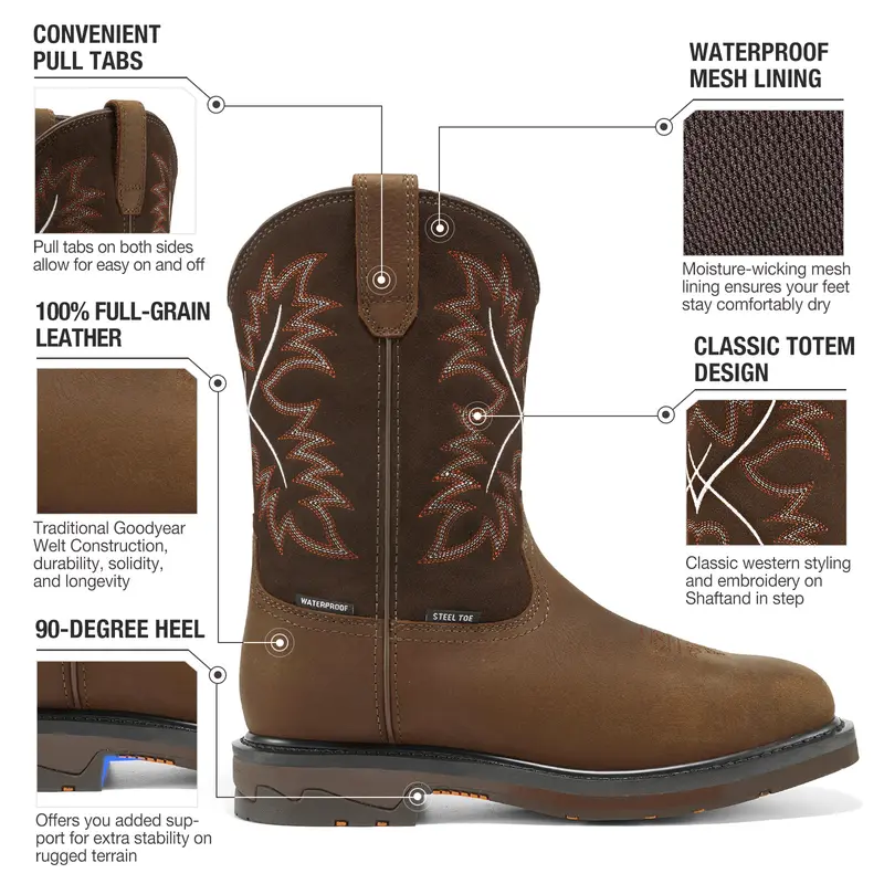 Western Cowboy Non Slip Work Boots - Square Toe