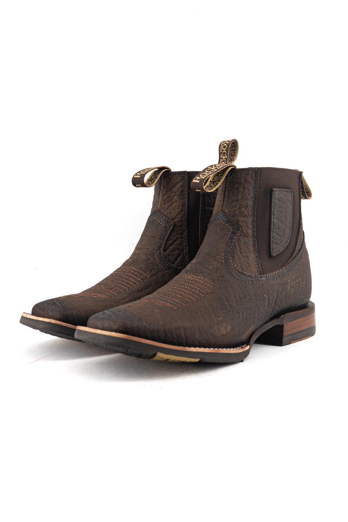 Men’s Handcrafted Square Toe Botin – Leather Short Cowboy Boot With Lightweight Rubber Sole