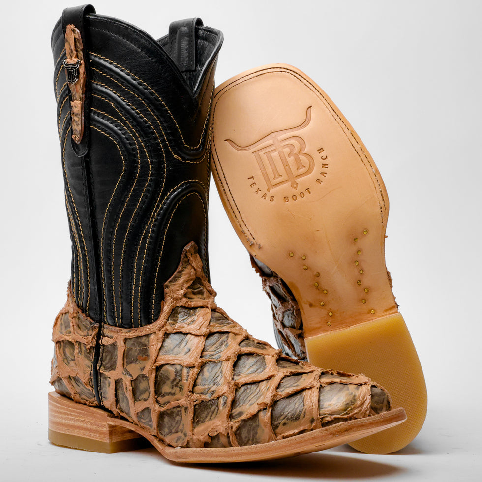 Light Brown Rustic Jumbo Pirarucu Leather Boots