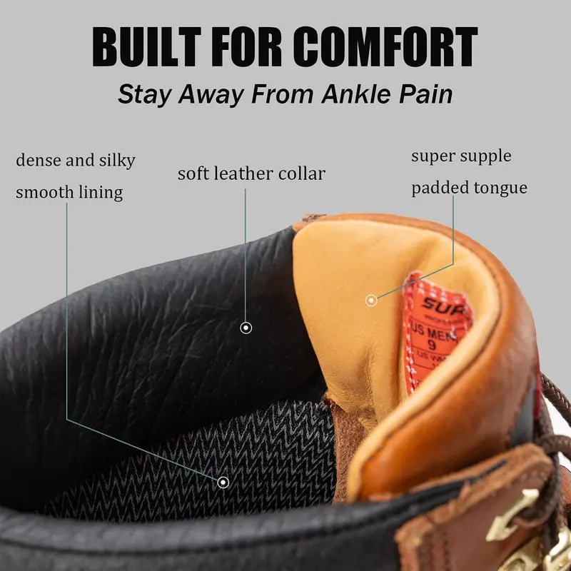 Mens Moc Toe Heavy Duty Steel Toe Work Boots