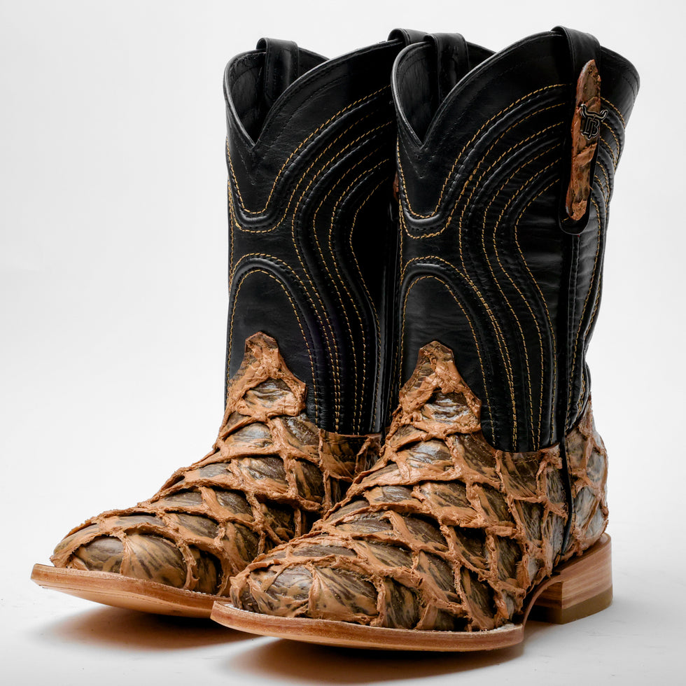 Light Brown Rustic Jumbo Pirarucu Leather Boots