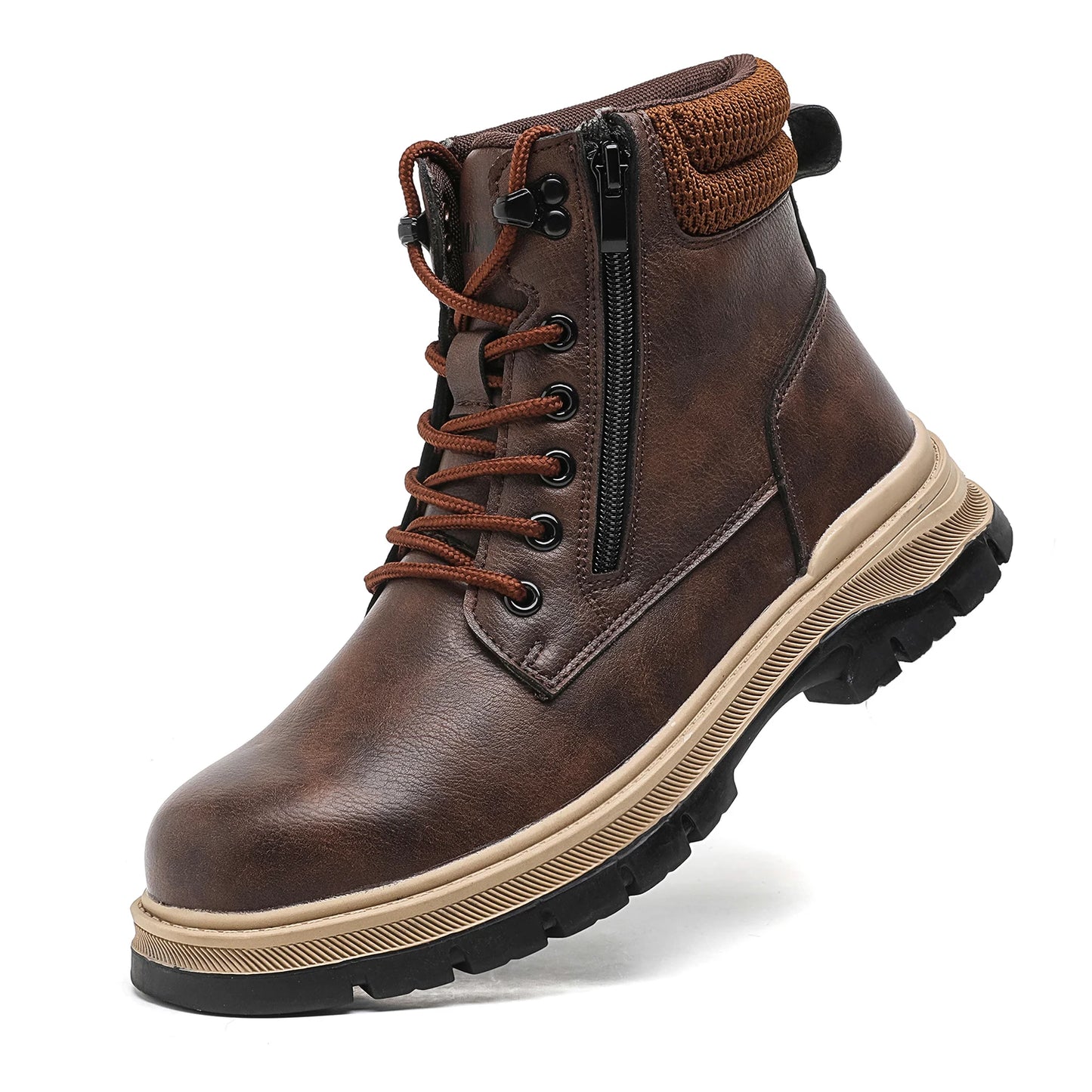 Men Water Resistant Brown Hiking Safety Work Boots