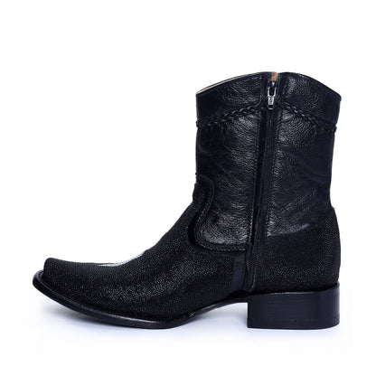 Men's Dress Boots In Genuine Stingray Leather Black