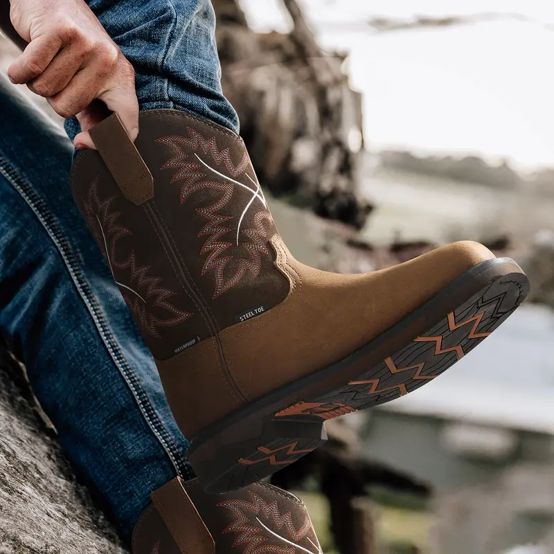 Western Cowboy Non Slip Work Boots - Square Toe