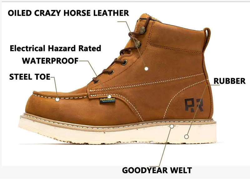 Waterproof Moc Toe Work Boots For Men