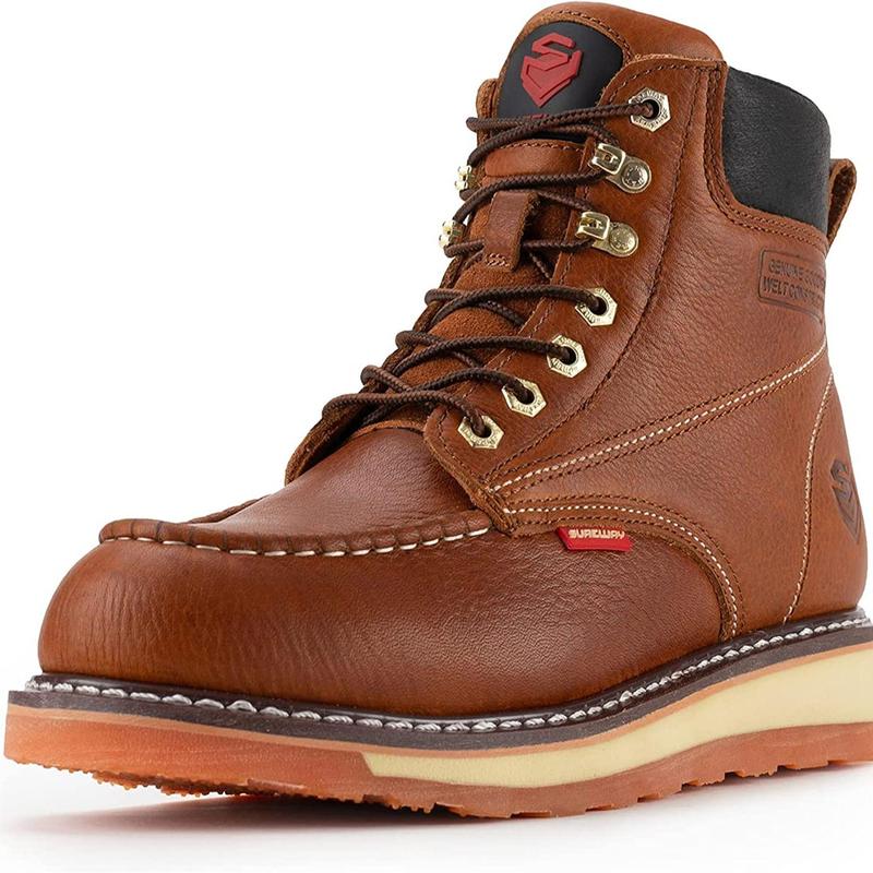 Mens Moc Toe Heavy Duty Steel Toe Work Boots
