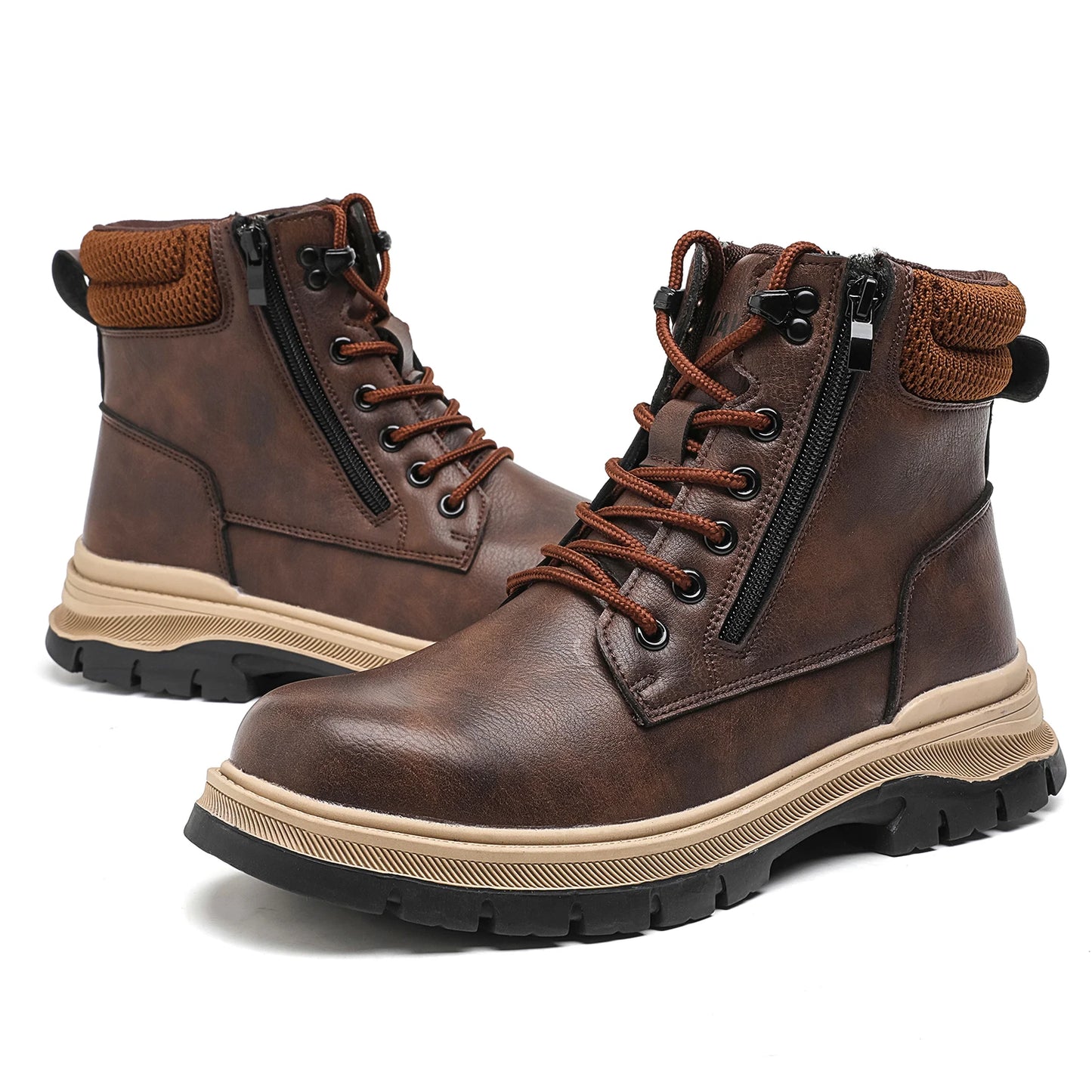 Men Water Resistant Brown Hiking Safety Work Boots