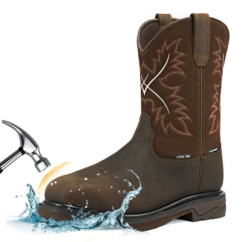 Western Cowboy Non Slip Work Boots - Square Toe