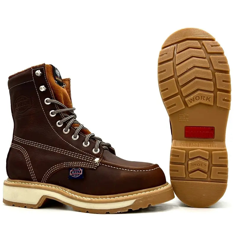 White Wolf 8 Inch Lacer Moc Toe Work Boot