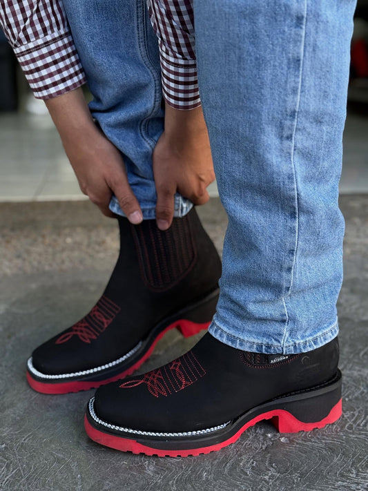 New Black Nobuck Leather Botin - 3D Sole Composite Toe