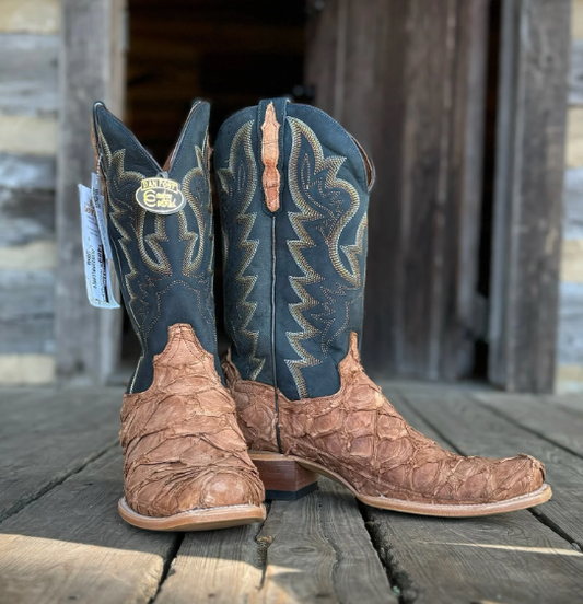 BIG BASS FISH BOOT | TONY LAMA MEN SQUARE TOE WESTERN BOOT LEVIATHAN CHOCOLATE