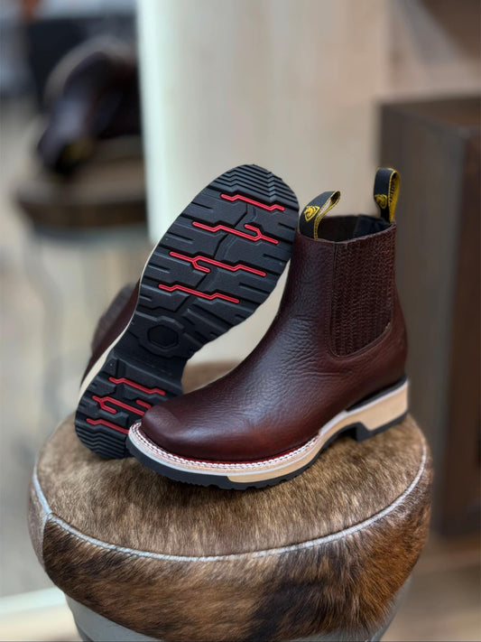Grained Leather Botin With Dual-Density Sole