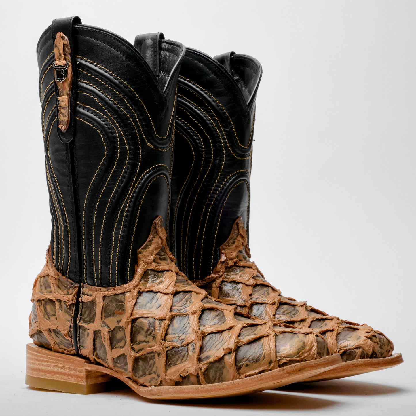 Light Brown Rustic Jumbo Pirarucu Leather Boots