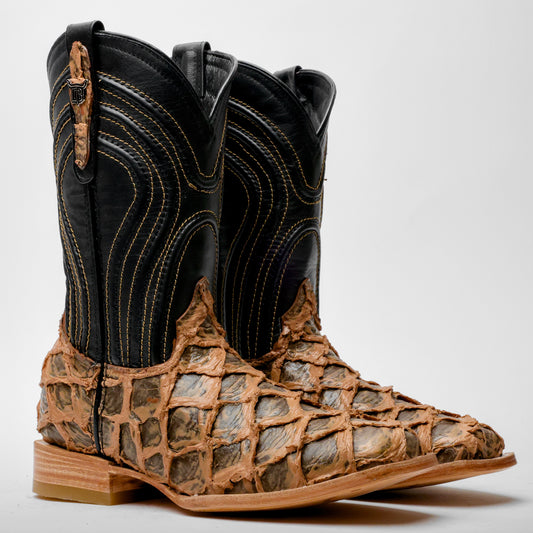 Light Brown Rustic Jumbo Pirarucu Leather Boots