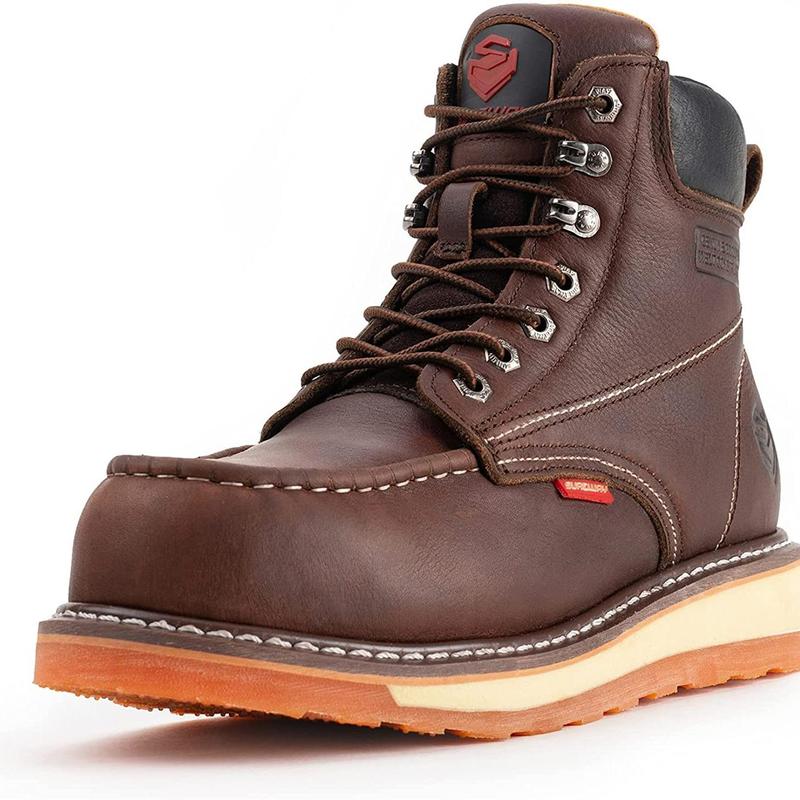 Mens Moc Toe Heavy Duty Steel Toe Work Boots