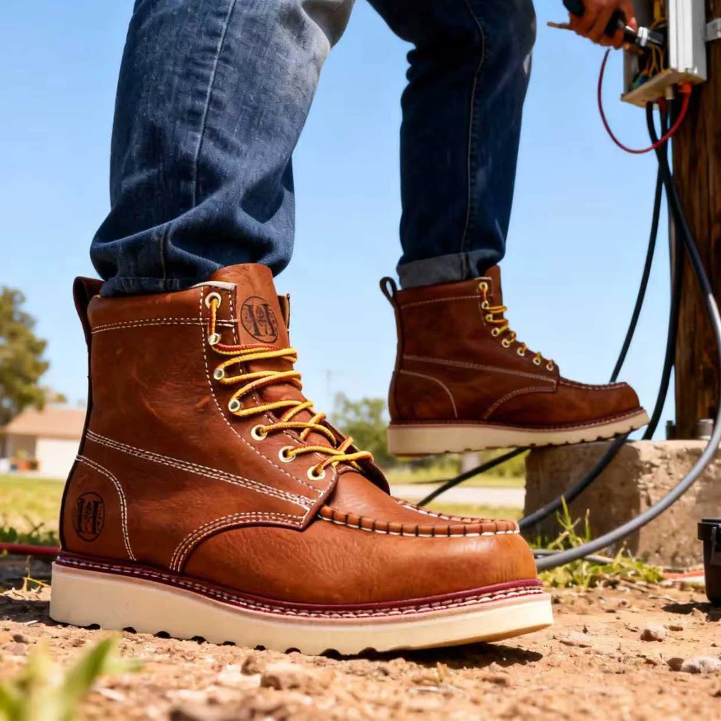 Waterproof Moc Toe Work Boots For Men