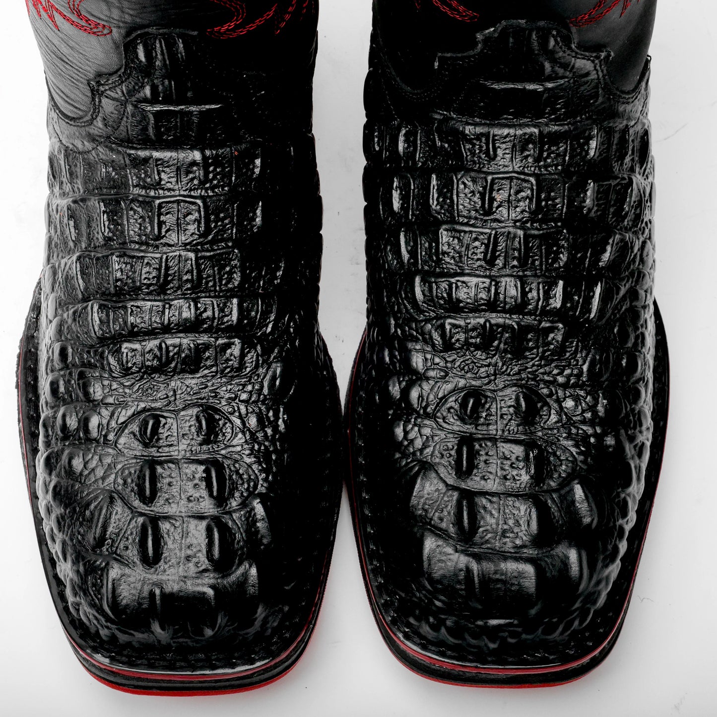 Black Caiman Neck Leather Boots With 3D Lightweight Sole - Composite Toe