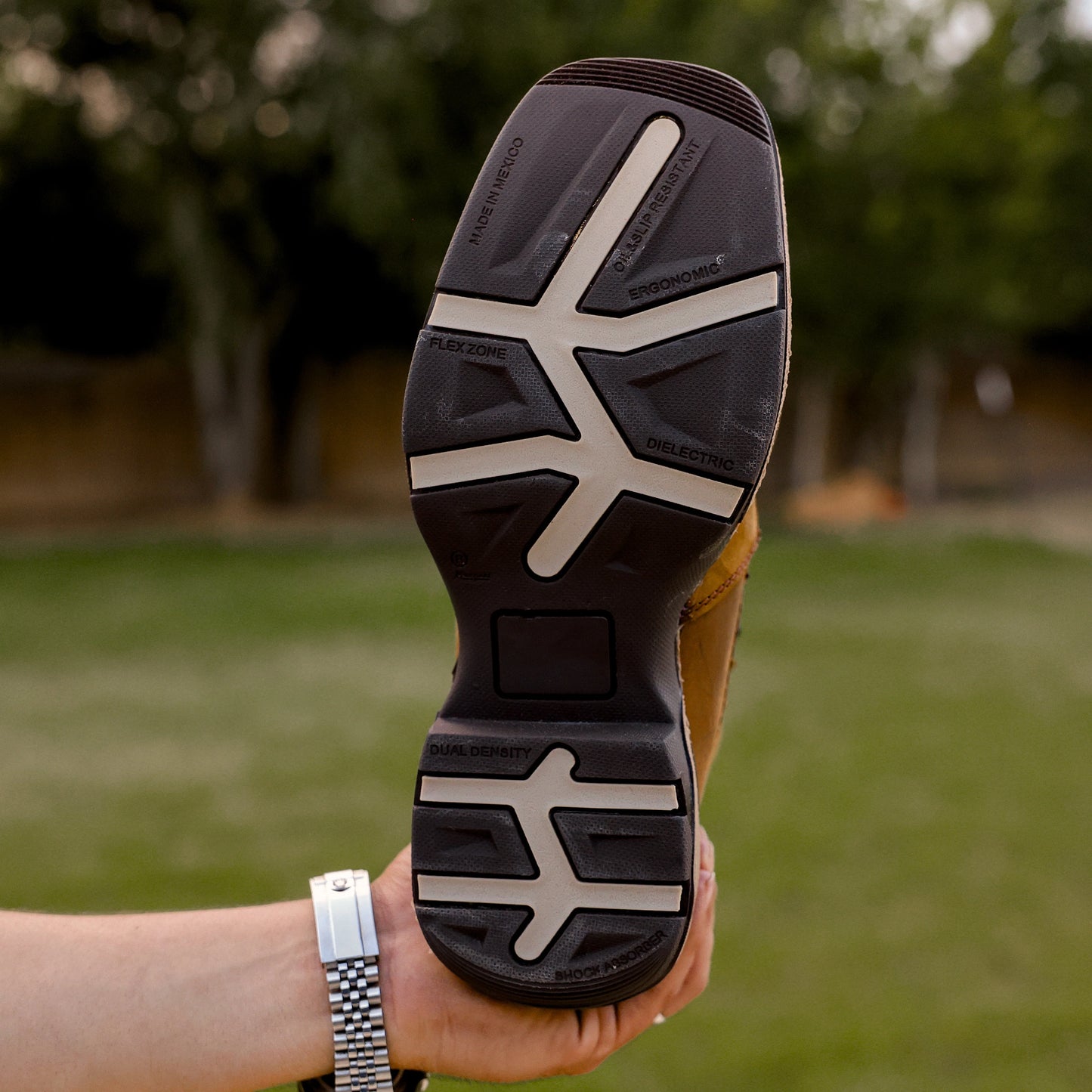 Dusty Honey Basketweave Leather Botin With 3D Lightweight Soles - Square Toe