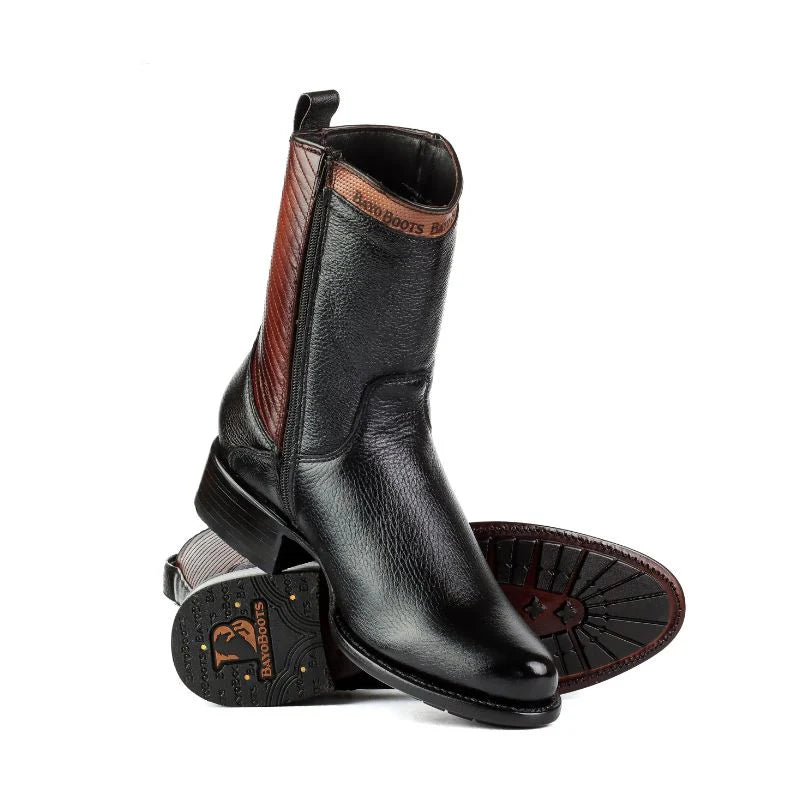 MEN'S DUBAI TOE MARCO Black Leather Zip Boots