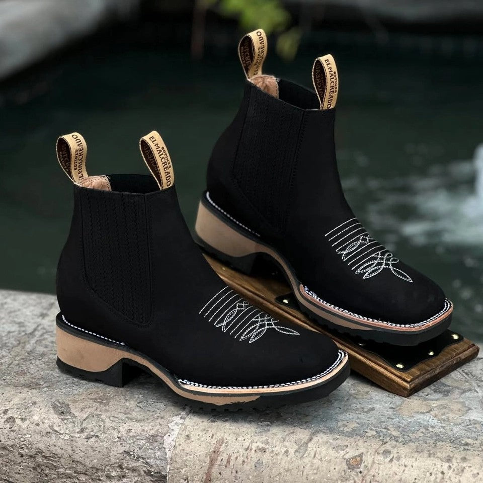 Blcak Nobuck Leather Botin - 3D Sole Composite Toe