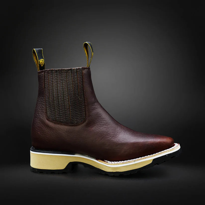 Grained Leather Botin With Dual-Density Sole