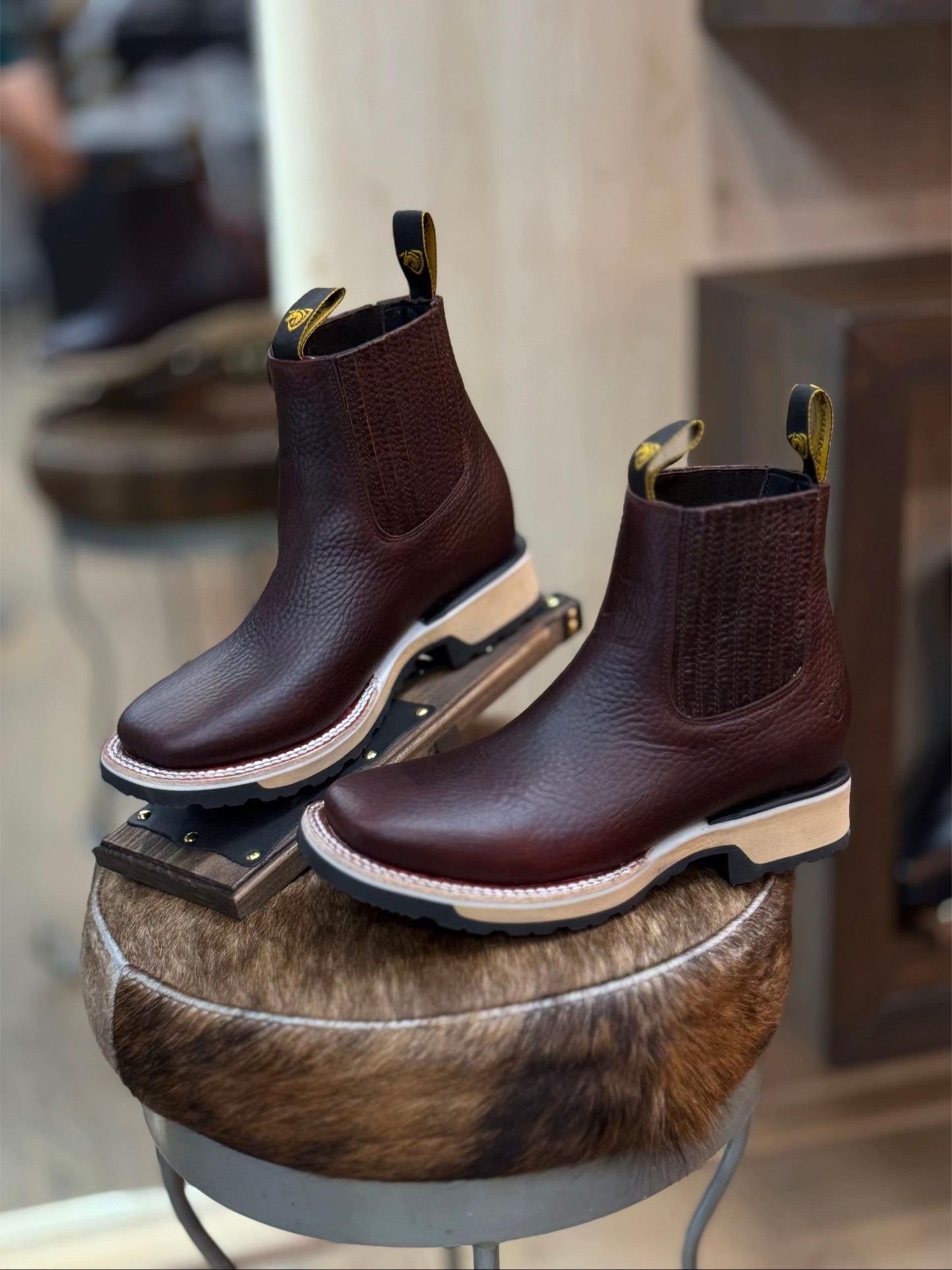 Grained Leather Botin With Dual-Density Sole