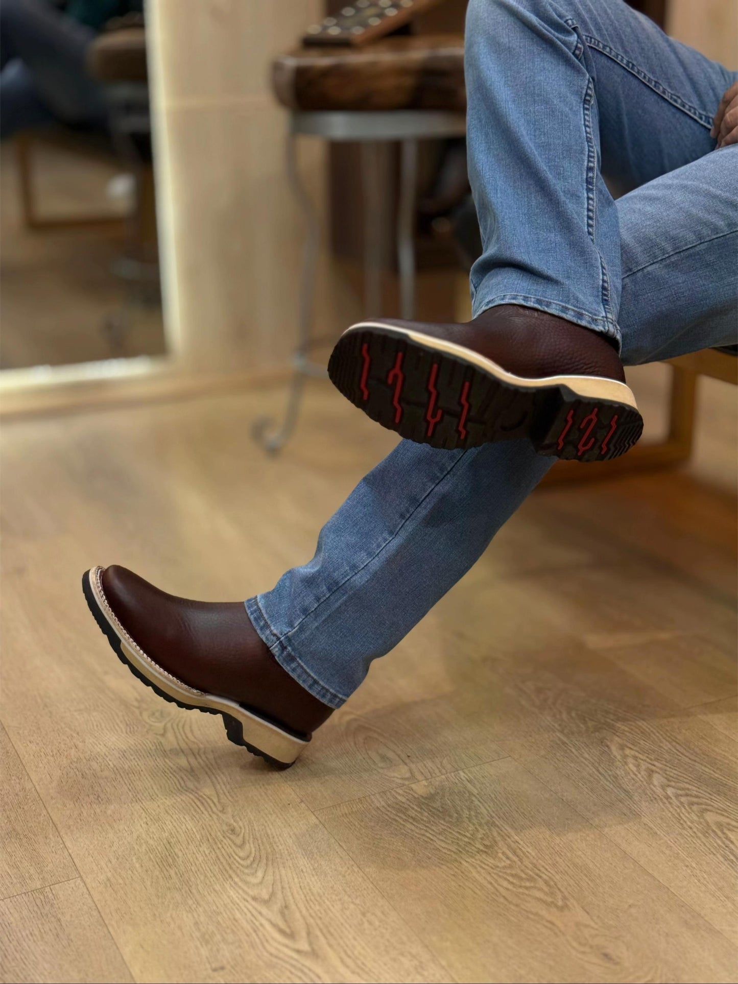 Grained Leather Botin With Dual-Density Sole