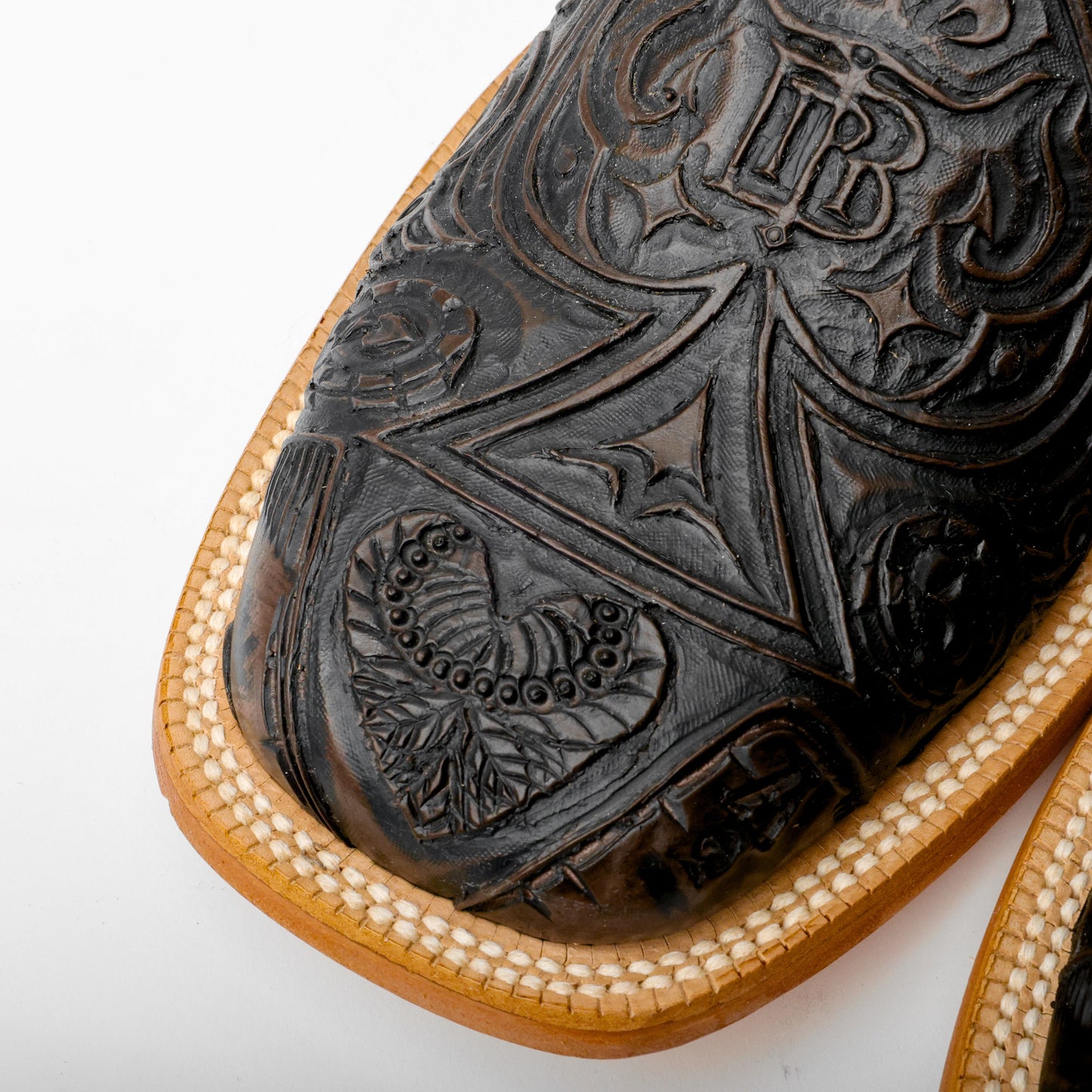 “Ace Of Spades” Black Leather Boots - Square Toe