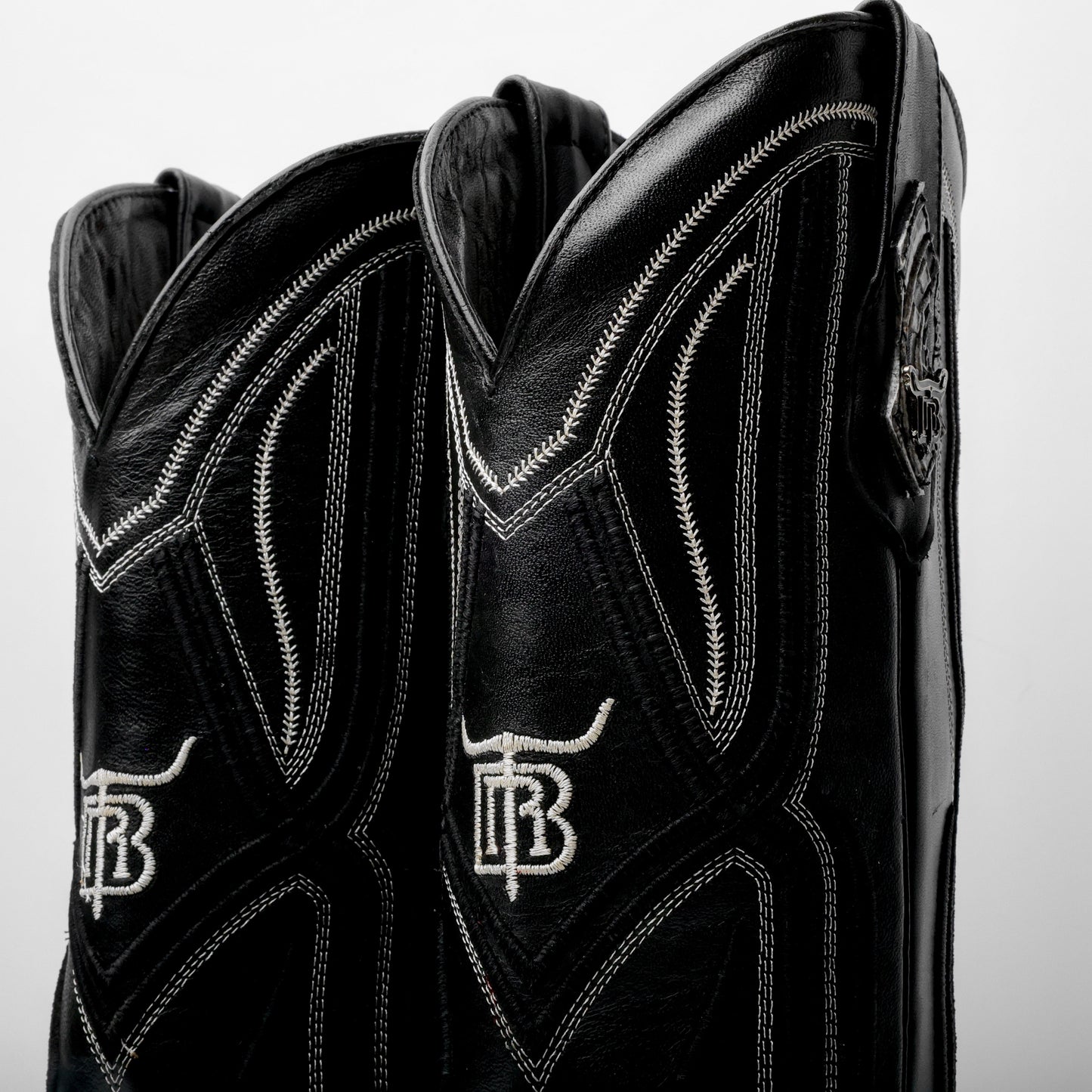 “Ace Of Spades” Grey/Black Leather Boots - Square Toe