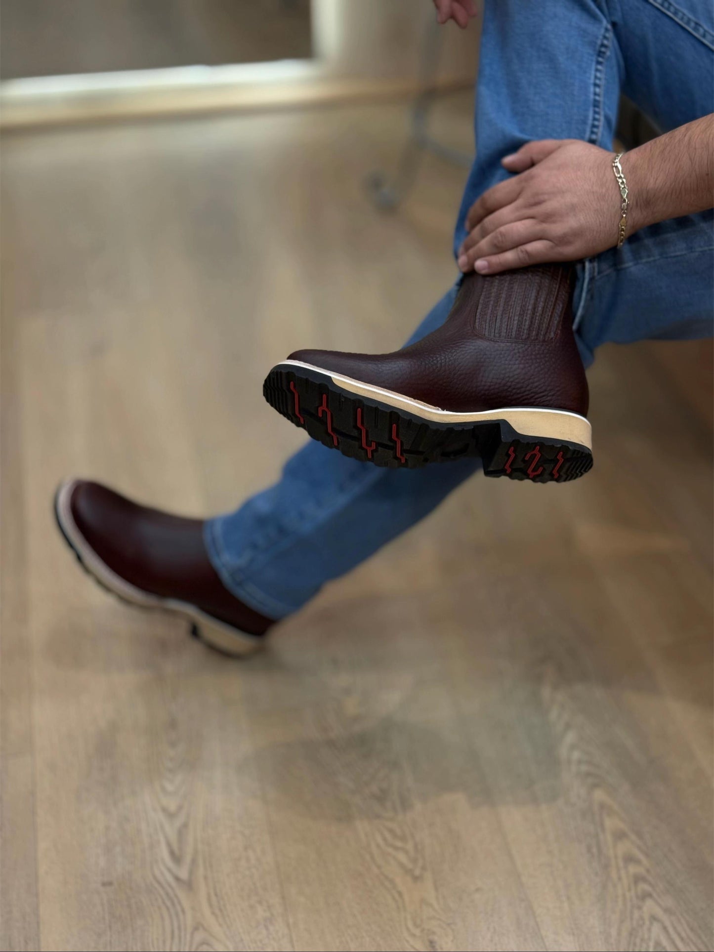 Grained Leather Botin With Dual-Density Sole