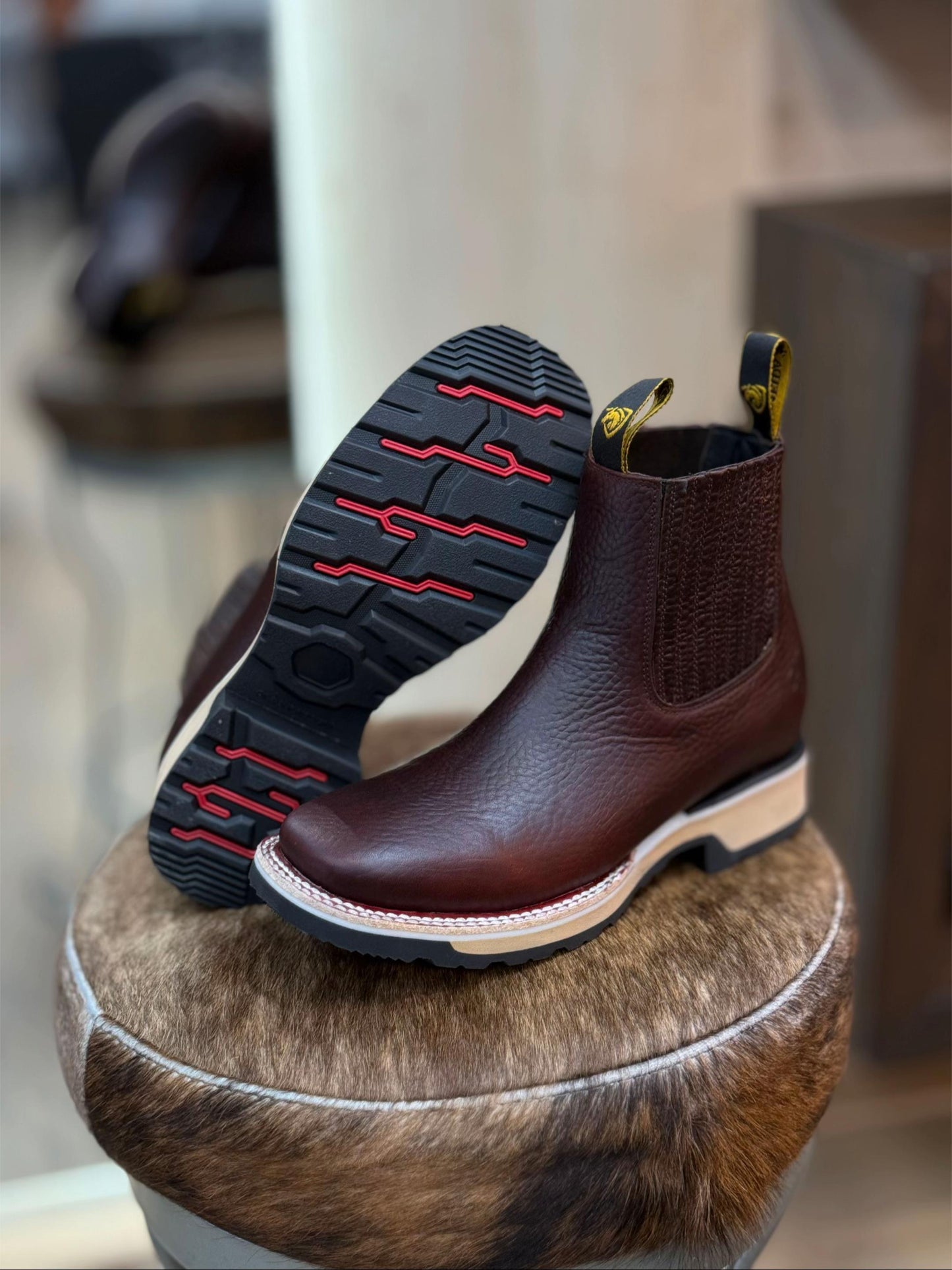 Grained Leather Botin With Dual-Density Sole