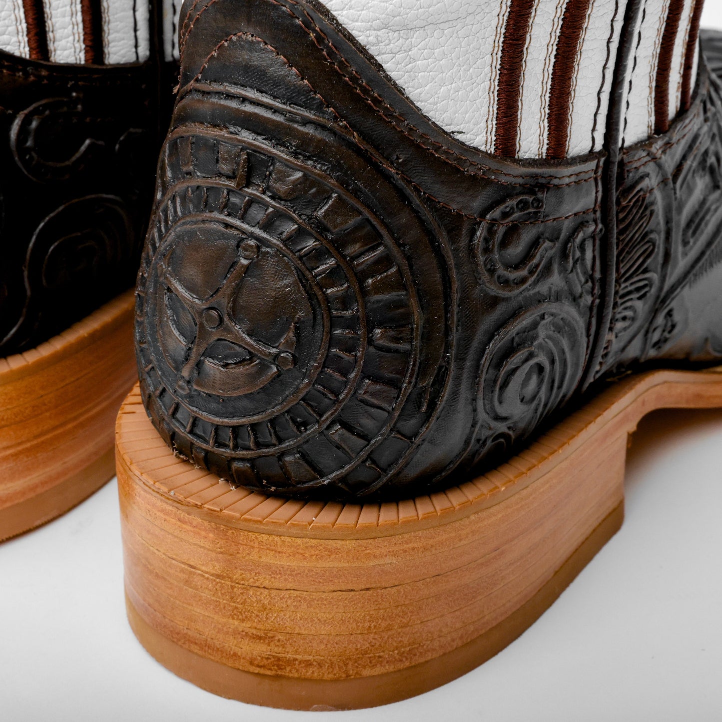 “Ace Of Spades” Black Leather Boots - Square Toe